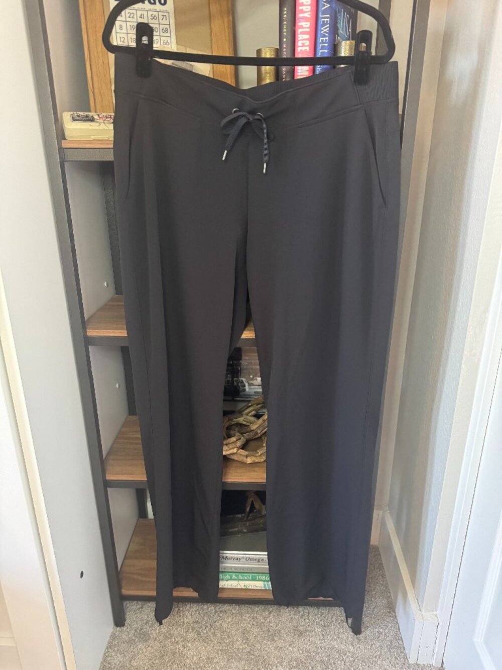 Athleta Black Wide Leg Pant w/Half Knit Elastic Waistband & Drawstring Hem - Siz